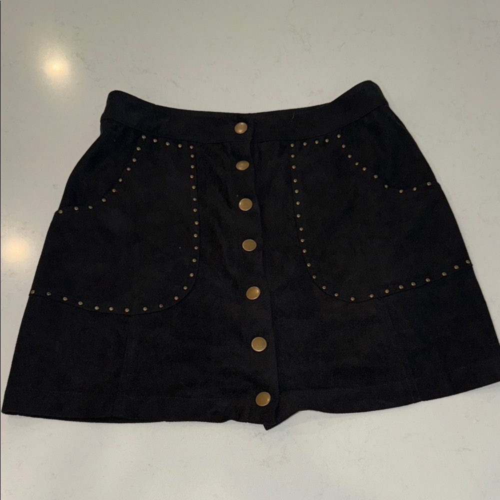 Cotton Candy Black Skirt with Gold Studs